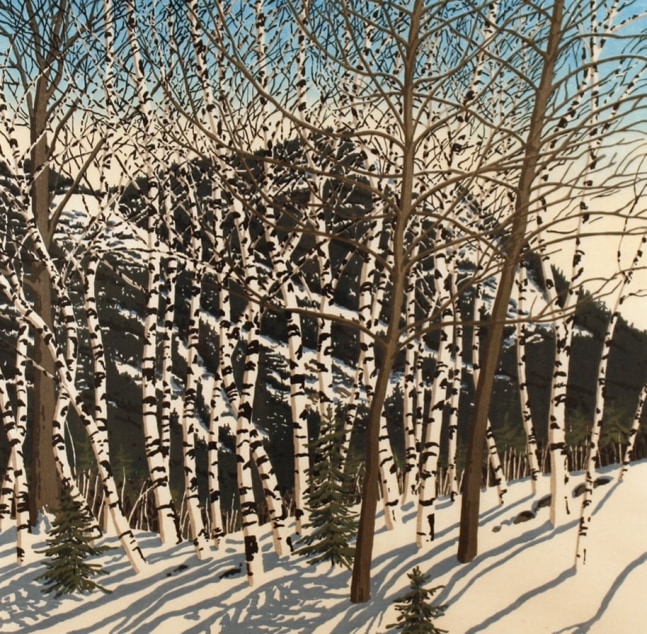 Birches, 1982-1983,&amp;nbsp;Woodcut on Kizuki Nishinouchi,&amp;nbsp;29 1/2 x 30 1/2 inches