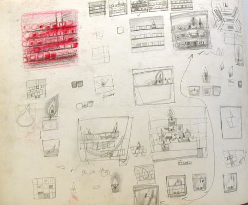 Study for Votive Lights,&amp;nbsp;pastel and pencil on paper, 16 3/4 x 14 inches