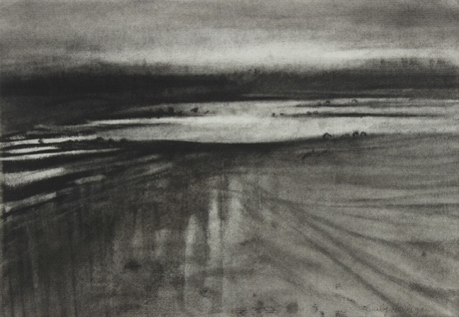 Atmospheric charcoal landscape drawing