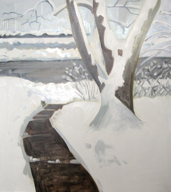 Path and Tree, 2005, oil on Masonite, 15 1/2 x 14 inches