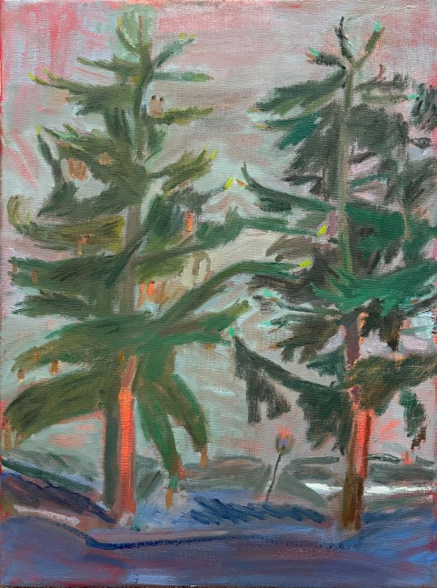 Lisa Sanditz, Tree Flirts, 2022, oil on canvas, 16 x 12 inches