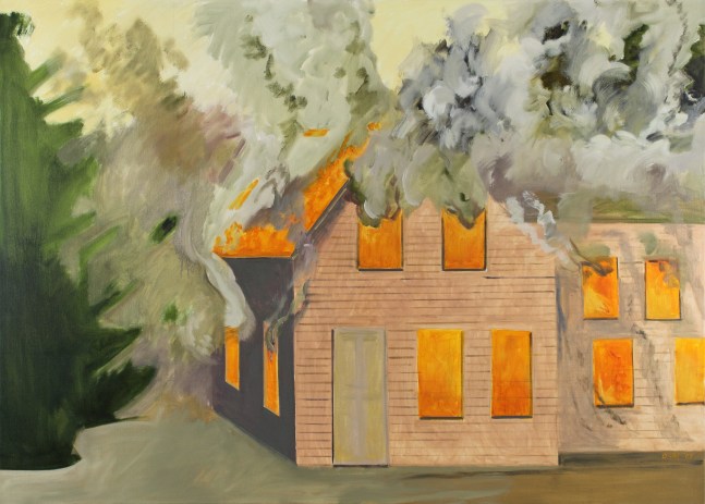 Burning House with Clapboards, 2007, oil on linen, 46 x 64 inches