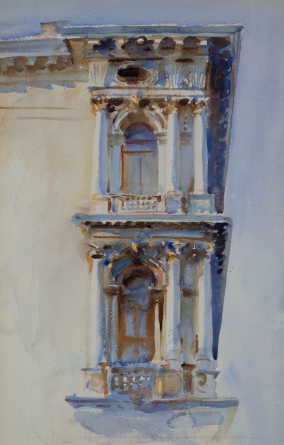 John Singer Sargent, Palazzo Rezzonico, 1902-04, graphite and watercolor on paper, 19 x 12 1/2 inches