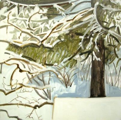 Snow and Spruce, 1989, oil on Masonite, 16 x 16 inches&amp;nbsp;