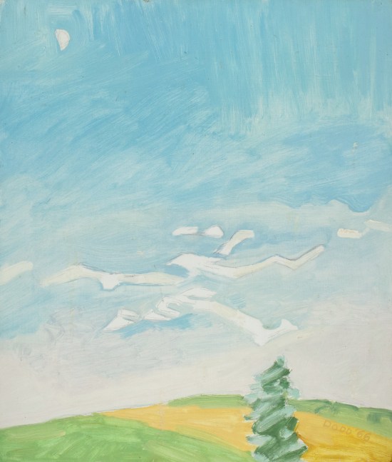 Afternoon Moon, Half-Moon in Daytime, 1966, oil on Masonite, 17 3/4 x 15 1/4 inches