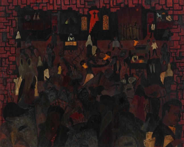 Vincent Smith,&amp;nbsp;Saturday Night in Harlem, 1955, oil on canvas, 36 x 45 inches