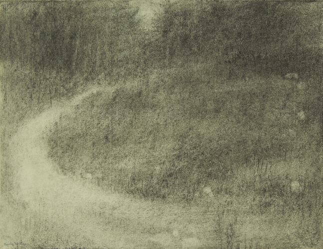 Bend in the Path, 1965, charcoal on paper, 10 x 13 inches