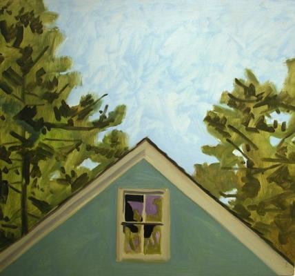 Lois Dodd, Broken Window Study, 1975, oil on Masonite, 17 x 18 1/2 inches