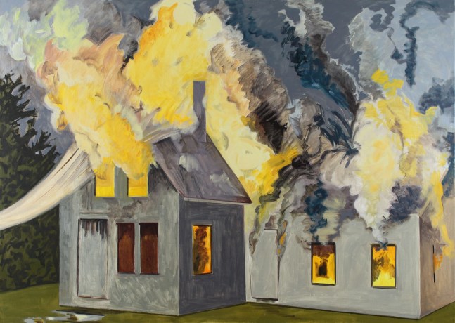 Burning House, Yellow Smoke, 2007, oil on linen, 46 x 64 inches