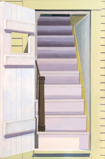 Painting of an open doorway leading to a staircase