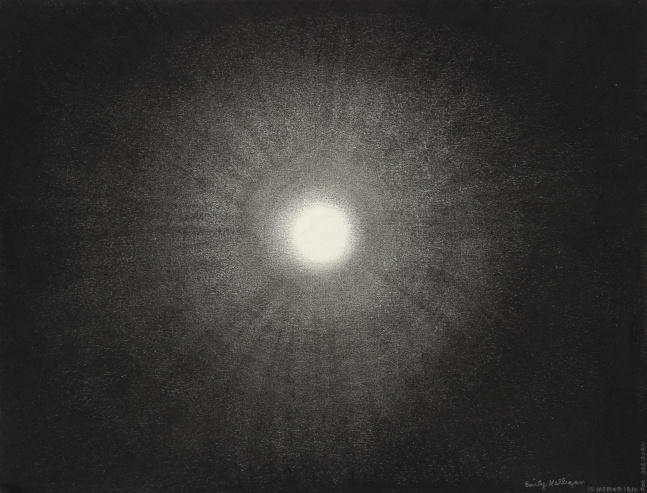 Charcoal drawing of a full moon in a dark sky