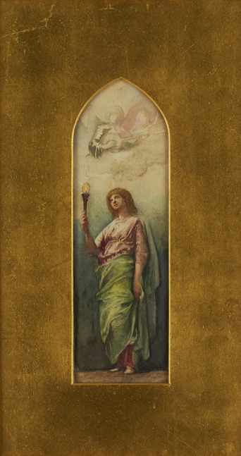 Woman with Torch, c. 1880, watercolor on paper, 11 x 3 1/2 inches