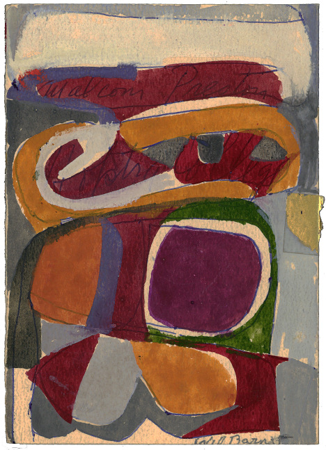Untitled, c. 1958-1960, mixed media on paper, 5 5/8 x 4 inches