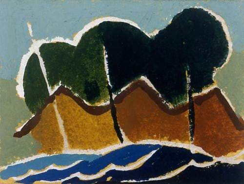 Untitled (Waves), c. 1944, watercolor and gouache on paper, 4 1/2 x 5 inches