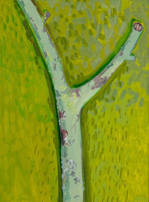 Slingshot Branch, 2022, oil on panel, 20 1/4 x 14 7/8 inches