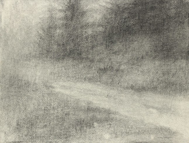 Atmospheric charcoal landscape drawing