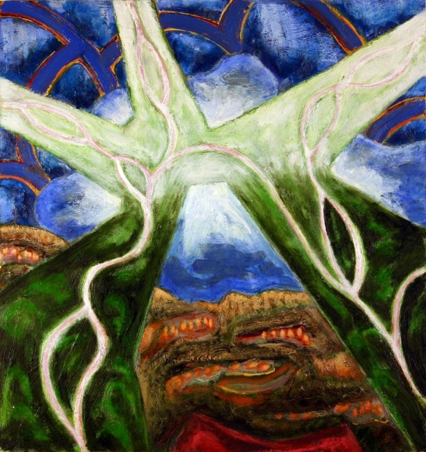 Gregory Amenoff,&amp;nbsp;Woodbine #8 (Green Vision), 2008, oil on panel, 36 x 34 inches