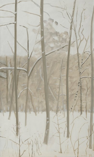Painting of a forest landscape covered in snow