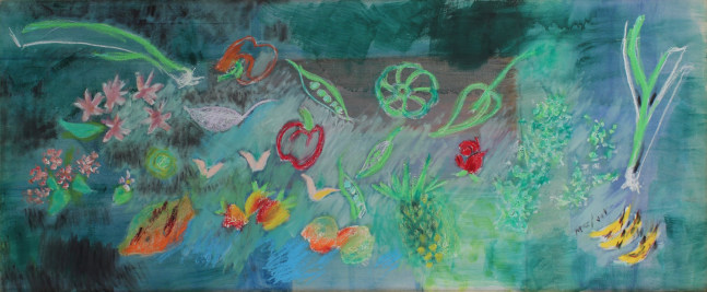 Garden, 1987, oil on canvas, 26 x 62 inches