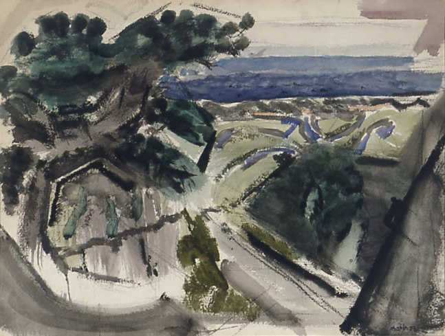 John Marin,&amp;nbsp;Morse Mountain, Small Point, Maine Series No. 7,&amp;nbsp;1928, watercolor on paper, 17 1/8 x 22 1/2 inches