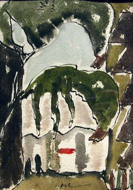 Up the Alley, 1938, watercolor on paper, 7 x 5 inches