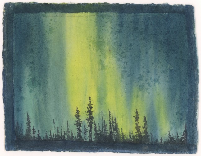 Akawaabandan, 2025, watercolor on paper, 4 1/4 x 5 5/8 inches