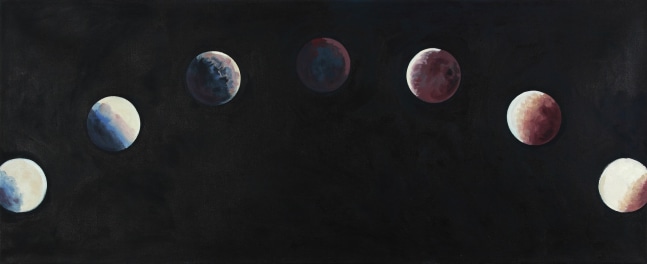 Eclipse in Seven Stages, 1997, oil on linen, 22 x 54 inches