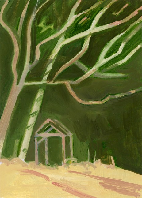 Bill&amp;#39;s Arbor, 2020, oil on aluminum flashing, 7 x 5 inches