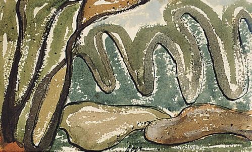 Canandaigua Outlet, Oaks Corner, 1937, watercolor and ink on paper, 5 1/2 x 9 inches