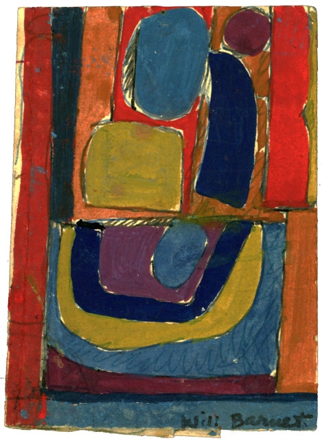 Untitled, c. 1954-1959, mixed media on paper, 3 7/8 x 2 7/8 inches
