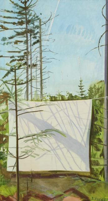 Sheet with Tree Shadows, 1980, oil on linen, 48 x 26 inches