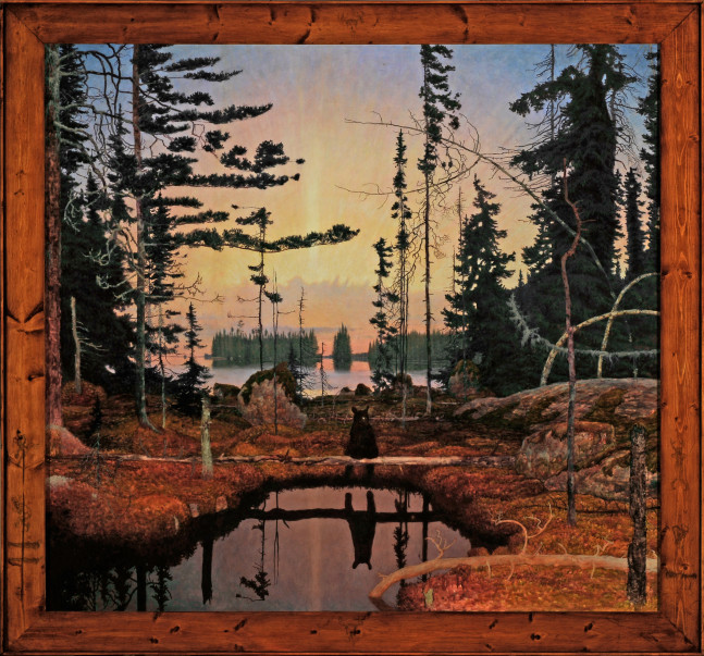 Gete Makwa, 2009, oil on linen, 56 7/8 x 61 inches,&amp;nbsp;including artist&amp;#39;s hand painted frame