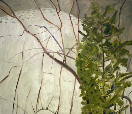 Trees at Edge of Pond, 2004, oil on Masonite, 14 x 16 inches