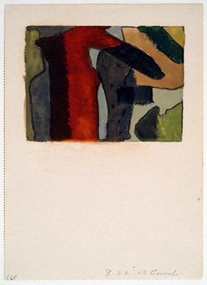 August 22, 1942, 1942, gouache with pen and black ink and graphite on cream wove paper, 7 x 5 1/8 inches