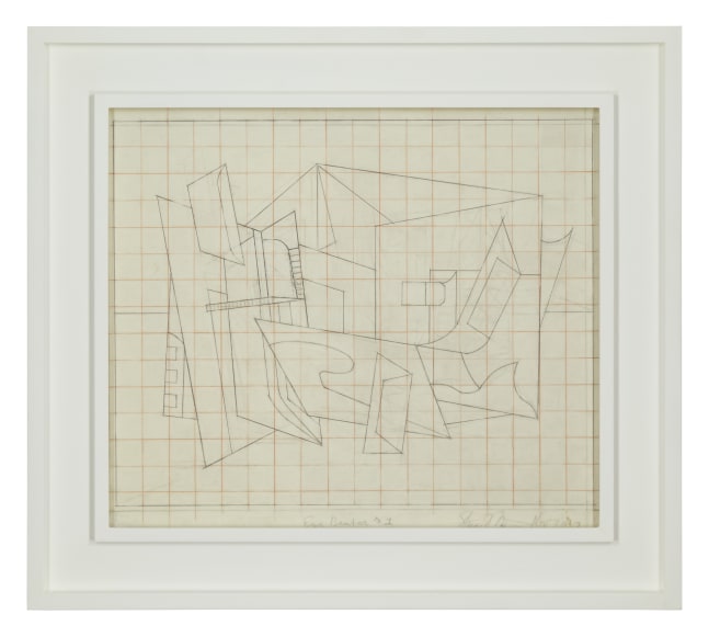 (Study for &amp;quot;Egg Beater No. 1&amp;quot;), 1927, graphite and orange crayon (grid) on paper, 14 3/8 x 18 inches