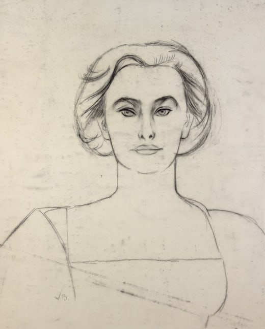 Graphite portrait drawing of a woman