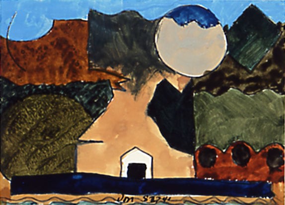 Untitled Centerport #3, 1941, watercolor and pencil on paper, 3 7/8 x 5 1/2 inches