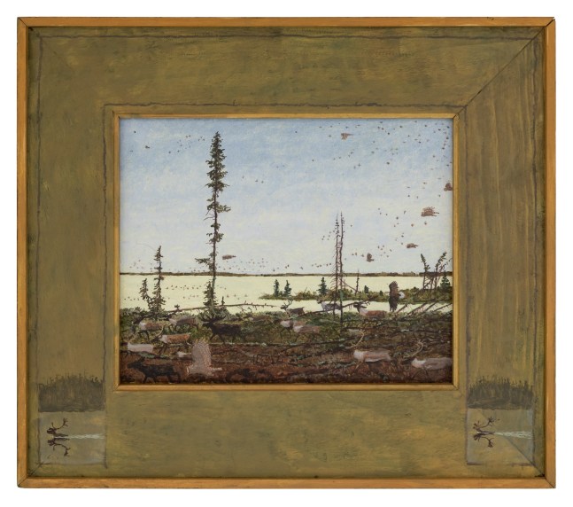 Ombibide, 2025, oil on board, 13 x 15 inches, including artist&amp;#39;s hand painted frame