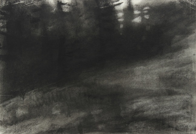 AUG 1 - 93, 1993, charcoal on paper, 7 1/4 x 10 1/4 inches