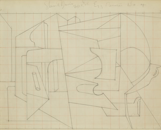 Stuart Davis, (Study for &amp;quot;Egg Beater No. 4&amp;quot;), 1928, graphite and [colored crayon (grid)] on paper, 15 1/4 x 19 1/4 inches