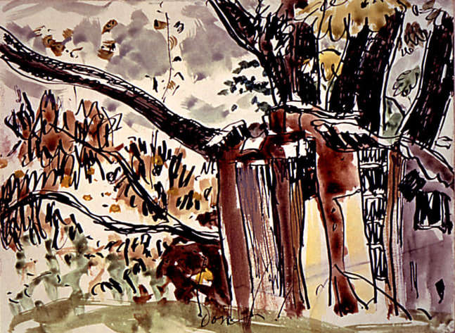 Study for Brickyard Shed, 1934, watercolor on paper, 5 x 7 inches