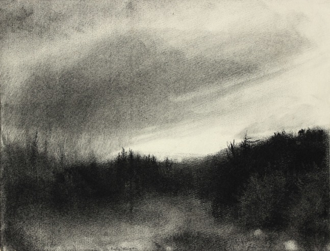 Atmospheric charcoal landscape drawing