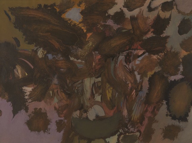 Pat Adams, Brimless Truce, 1959, acrylic and gouache on paper, 22 3/4 x 30 5/8 inches