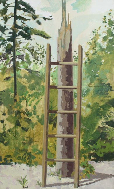 Broken Tree with Ladder, 1974, oil on linen, 51 x 31 inches