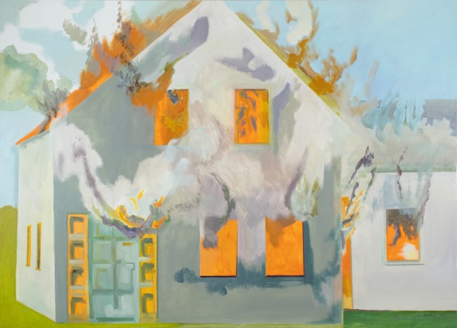 Burning House, Afternoon, Blue Sky, 2007, oil on linen, 46 x 64 inches&amp;nbsp;