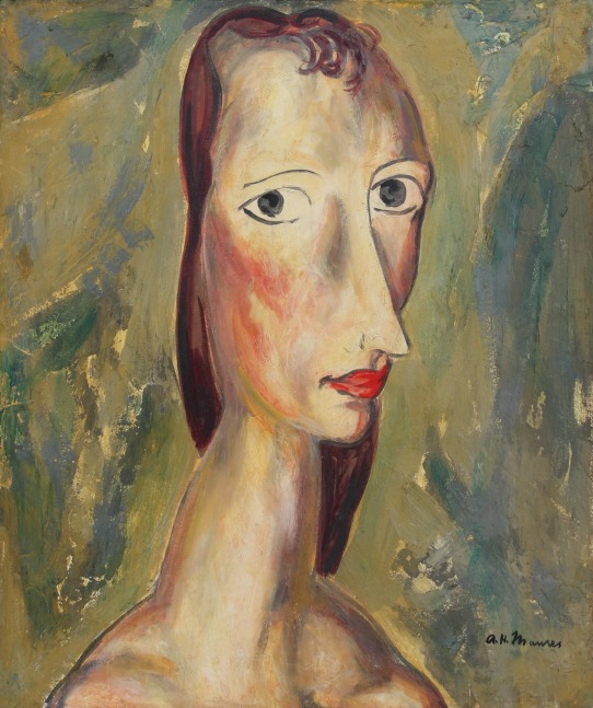 Alfred Maurer, Girl,&amp;nbsp;c. 1926-1927, oil on composition board, 21 1/2 x 18 inches
