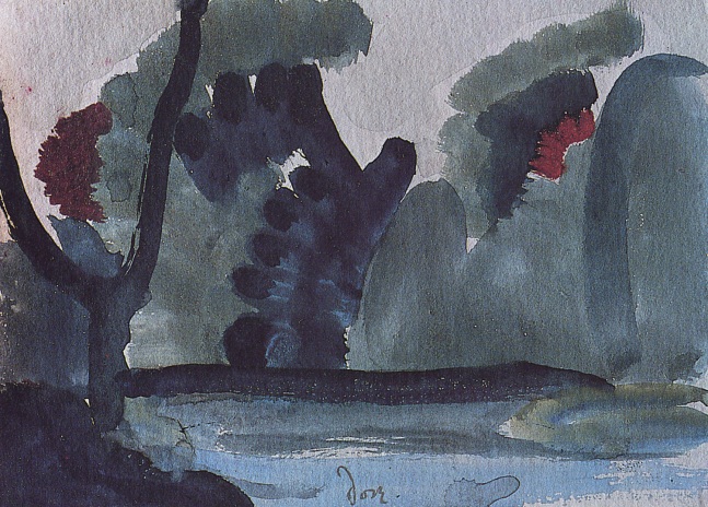 Wooded Pond, 1935, watercolor on paper, 5 x 7 inches