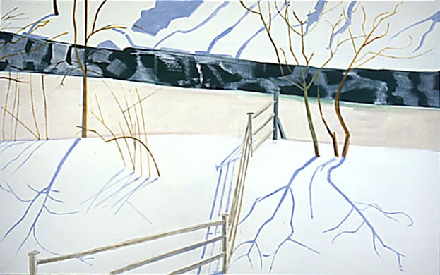 Gihon River Thaw, Johnson, VT, 2005, oil on linen, 38 x 60 inches