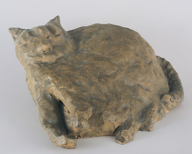 Anne Arnold, Cat, 1954, glazed terra cotta, 5 3/4 x 13 1/2 x 13 1/2 inches