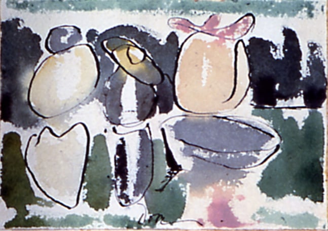 Three in a Boat, 1936, watercolor on paper, 5 x 7 inches